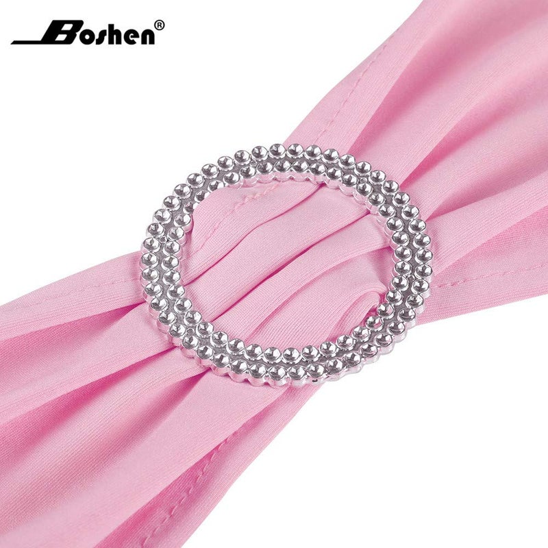 Boshen 100PCS Wedding Chair Decorations Stretch Chair Bows and Sashes for Party Ceremony Reception Banquet Spandex Chair Covers slipcovers (100, Pink) - Image 2